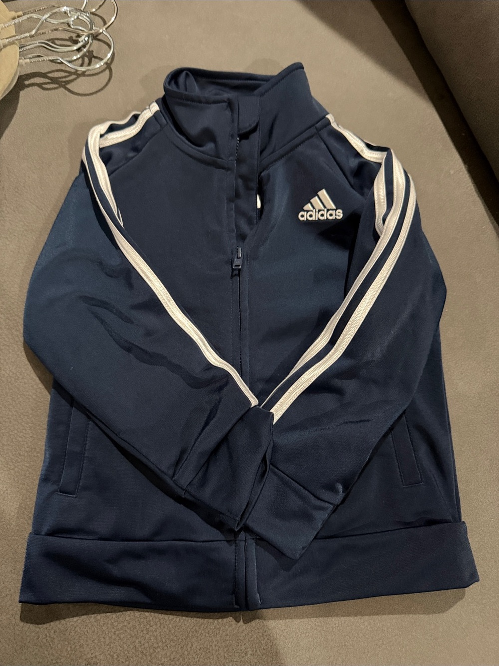 adidas Navy Track Jacket with White Stripes